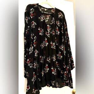 Free People Black Floral Blouse